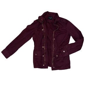 LOVE TREE Burgundy Full Zip Utility Jacket Size S